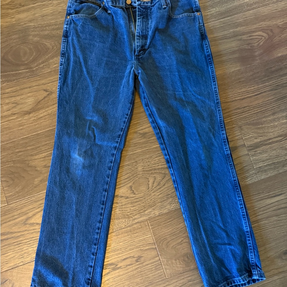 Wrangler Men's Straight Leg Denim Blue Jeans
